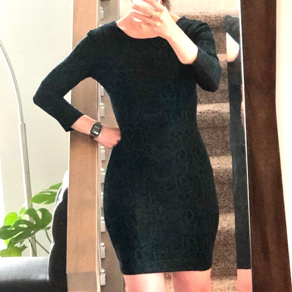 French Connection Green Snakeskin Fitted Dress - Picture 6 of 6